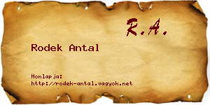 Rodek Antal névjegykártya
